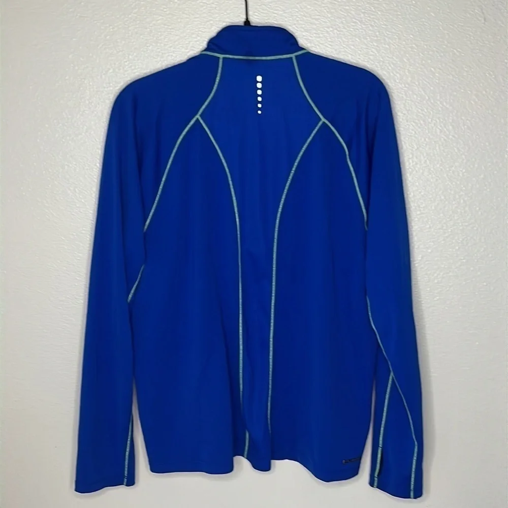 THE North Face 1/2 zip, size large, cobalt blue and chartreuse trim, good shape